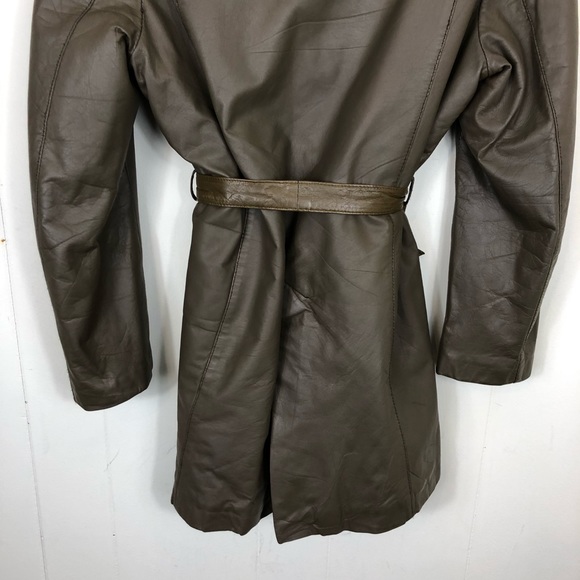 Vintage Belted Leather Jacket Sz S - Picture 11 of 15